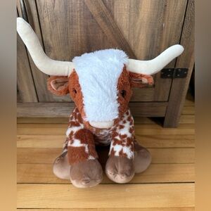 Build-A-Bear Longhorn Cow brown and white spotted soft cuddly‎ plush animal